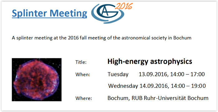 Splinter Meeting: High-Energy Astrophysics